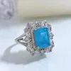 Bagues de cluster SpringLady 925 Sterling Silver Paraiba Tourmaline Charms Gemstone Lab Diamond Wedding Engagement Band Fine Jewel