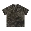 T-shirts pour hommes A2575 2023 Tie-dyed Water Ripples Wash Old T-shirt gaufré monté sur l'épaule Retro Loose Casual Fashion Brand Short Sleeve