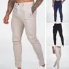 Pantalon homme coupe cintrée taille moyenne pantalon fin doux poches inclinées longueur cheville bouton fermeture à glissière affaires longue