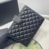 Caviar Leather Channel Notebook حامل بطاقة الائتمان مع مربع كبير أجندة صغيرة تغطية خطاب محفظة مصمم Womens B