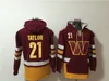 Washington''Commanders''Men 11 Carson Wentz 17 Terry McLaurin 99 Chase Young 21 Sean Taylor Custom Burgundy Lace-Up Pullover Hoodie