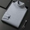 Suéteres masculinos de cor sólida premium caxemira suéter tricô pullittings rollneck maconha homem quente jumper slim fit casual