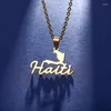 Collane a pendente mappa di moda di haiti pendente per donne uomini personalizzati 18k oro in oro in acciaio inossidabile in acciaio inossidabile in acciaio inossidabile
