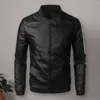 Men's Jackets Full Zipper Men Coat Faux Leather Biker Jacket Stylish Windproof Baseball With Stand Collar For Spring