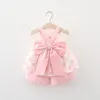 Kleidung Sets Baby Girl Clothes Sommer 2023 Modekindanzüge Bogenpunkte Style Cotton Kids Kleinkind 0-4 Jahre Kinderanzug