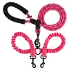 Collares para perros Cuerda de tracción de doble cabeza desmontable colorida para caminar dos perros - Acoplador de rotación de 360 ° Correas de plomo dobles dobles