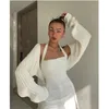 Damesbreien T Tees Kayotuas Women Sweater Korte jas Autumn Winter Lange mouw Losse gebreide Crop Top Solid Color Sexy Cardigan Streetwear 230816