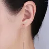 Bengelen oorbellen elegant 2 wegen dragen 85 mm lange 18k solide echte echte gouden bal oorlijnen ketens au750 piercing voor vrouwen meisje geschenk
