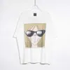 4rgp Men's T-shirts Saint Michael Cartoon Portrait of a Woman Wearing Sunglasses Printed Cotton Short Sleeve Fashion Brand High Street Loose T-shirt