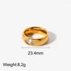 Anneaux de mariage étanche en acier inoxydable doré anneau Navette carré cubique zircone bande bijoux femmes à la mode fiançailles fête cadeau