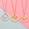 Pendant Necklaces 10pcs Stainless Steel Rumnvnty Heart Round Necklace Mirror Polish Charm Women's Jewelry Clavicle Chain