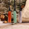 Pendant Necklaces Yammy Crystal Natural Stone Tablet Necklace Spirit Chakra Agates Opal Rose Quartz Women'S Jewelry