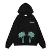 1JNS herrtröjor tröjor 23SS trendiga Rhude Beach Coconut Tree Beauty Print Hip-Hop Unisex Casual Loose Hooded tröja