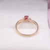 Кластерные кольца чистое 18 -километровое кольцо из розового золота для женщин Solid Real Ruby Band US Size 7,5