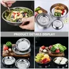 Dinnerware Sets 6 Pcs Stainless Steel Disc Mixing Salad Tray Home Plate Premium Spaghetti Large Round Bowl Travel Pasta Storage