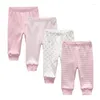 Spodnie Kiddiezoom 4PCS Baby Boy Girl Pants Four Seasons Cartoon Botton Urodzone ubrania