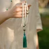 Strand original Jade White Jade Bodhi Raiz Colar Bracelet Retro String Mão Buda Feminino Bedas 108 Trassels Rosários Religiosos