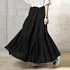 Skirts Autumn Summer Long Vintage Women's Ruffle Skiing Spring Solid Loose Elastic Waist Extra Large Bottom