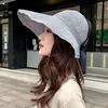 Wide Brim Hats Magic Tape UV Protection Holiday Girls Outdoor Summer Sun Hat Beach Empty Top Visors Cap Women Straw