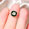 Cluster Rings Hoyon 14K Rose Gold Color Green Ring for Women Anillos Natural Emerald Gemstone Topaz Bizuteria Jewelry With Box