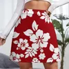 Skirts Hawaiian Pattern - Red Mini Skirt Fashion Dress Outfit Korean Style