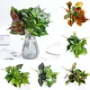 Decorative Flowers Simulation Green Leaf Artificial Plant Plastic Flower Arrangement Accessories Garden Fake Leaves Decor Home Room