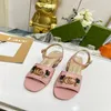 Ggitys lederen midden hiel dames sandalen slippers ontwerper mode dames flats enkel buckle rubber zool muilezels zomer strand sexy trouwschoenen