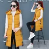 Women's Vests Long Down Vest Women Outerwear Winter Cotton Fashion Female Sleeveless Hooded Heated Hood Casual Warm Clothes