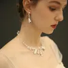 Naszyjniki Zestaw Srebrny kolor kryształowy ślub kwiatowy nowoczesny akcesoria dla kobiet