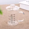 Outils de mesure tasse en verre résistant à la chaleur enfants échelle de lait four à micro-ondes eau couverture transparente