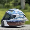 Motorradhelme Original Nitrinos Tavullia Weißer Helm mit großem Spoiler -ECE zugelassen Unisex Motocross Off Road Erwachsene