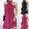 Casual Dresses Ladies Elegant Off Shoulder Short Dress Slim Sequins Fashion Bling Party Vestido 2023 Women Sexy Cross Halter