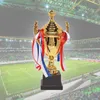 Decorative Objects Large Gold Trophy Cup Custom Colorful Ribbon Award For Sports Tournaments Competitions Soccer Football League Match 230818