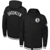 Brooklyn'Nets'Men 75th Black Authentic Showtime Therma Flex Performance Full-Zip Kevin Durant Kyrie Irving Lace-upa z kapturem pullover