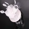 Beretten Wedding Cocktail Tea Party Hoofdkleding Women Bloem Haarclip Elegante fascinators Caps Flower Feather Cap Dinner -kopstuk