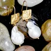 Pendientes colgantes 2023 de lujo para mujer, perlas naturales de agua dulce hechas a mano, Metal, Color dorado, joyería creativa para oreja, regalo colgante
