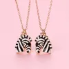 Chains Lovecryst 2Pcs/set Enamel Cute Zebra Animals Pendant Friend Necklace For Girls BFF Friendship Jewelry Gift