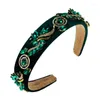 Haarclips Barokke stijl Super glanzend kristalpatroon Hoofdband Vintage Flanel Wide-rand accessoires voor vrouwen