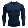 Men's T Shirts Sweat Jogging T-shirt Tights Fitness Top Base Layer Long Sleeve Compression MMA Tactics Tops&Tees Rashgard Male Clothing