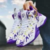 New Kids High Top Basketball Shoes Children's Purple Brax White Sneakers Youth Boys Girls Sapatos de treinamento confortáveis ​​para mulher Man Tamanho 33-45