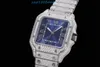 AMG armbandsur 4555 Diamond Burnt Steel Blue Needle Silver Plated Spinel Sapphire Mirror Steel Strap Watch