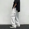 Pantalon Homme Noir/Blanc Mode Décontractée Lâche Jambe Droite Large Rue Hip Hop Poche