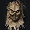 Feestmaskers Halloween Scarecrow hoofdomslag met handschoenen en hoedkostuumhoofddeksels voor maskerade cosplay enge masker 230818