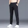 Men's Pants Summer Casual Men Trouser Male Pant Slim Fit Work Elastic Waist Green Grey Light Thin Cool Trousers 28-38