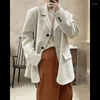 Ternos femininos Spring Spring Loose Terno 2023 Blazers Office Mulher Lady Coats Corean Retro chique Perfil moderno Lapel Slim Black Apricot Clothing