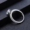 クラスターリングジェムズバレエ1.0ct 6.5mmラウンドアクセントアールデコソリティアセットリアル925スターリングシルバーEFカラーモイサナイトブライダルジュエリー