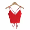 Women's Tanks 2023 Summer V-neck Sexy U-Back Cross Tying Knit Base Layer Top High-Waist Camisole Female Clothing