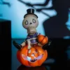 Dekorativa objekt Figurer Pumpkinformad Lantern Skull Led Statue Halloween Night Light Flicking Flameless för 230818