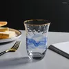 Wine Glasses Japanese Style Moire Phnom Penh Transparent Glass Household Cup Large Capacity Juice Heat-Resistant Cups