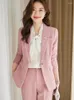 Kvinnors tvåbitar byxor Green Pink Apricot Black Formal Blazer och Pant Suit Women Office Ladies Work Wear Jacket Byxor Kvinna 2